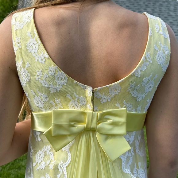 Vintage Original 1960’s Bridesmaid Taffeta & Chantilly Lace Maxi Dress - Small - Picture 4 of 5